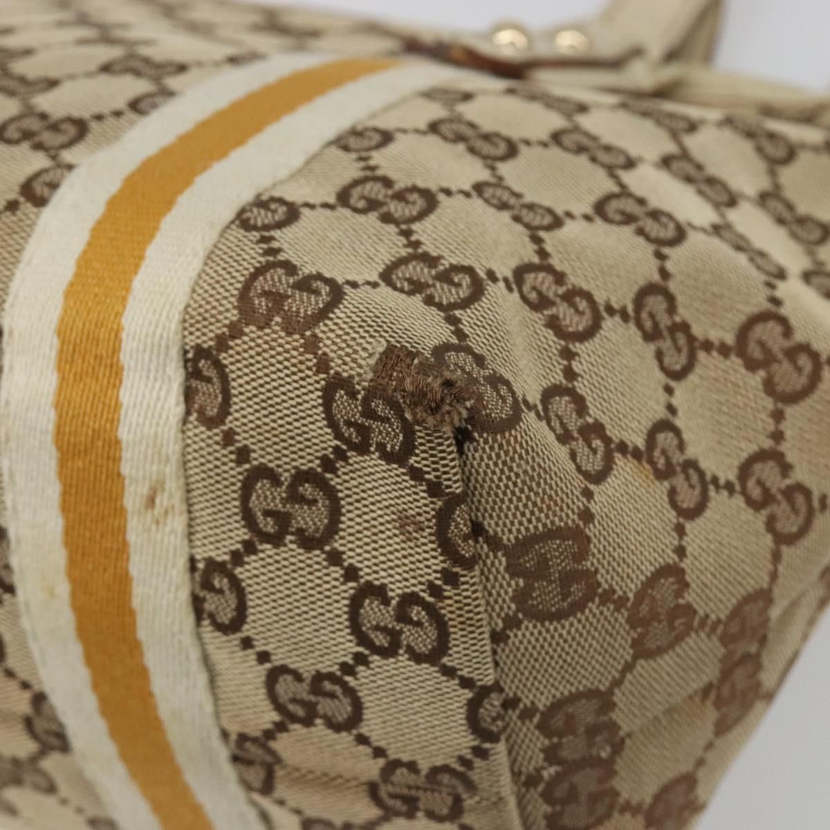 GUCCI GG Canvas Sherry Line Tote Bag Beige Gold 137396 Auth 187252