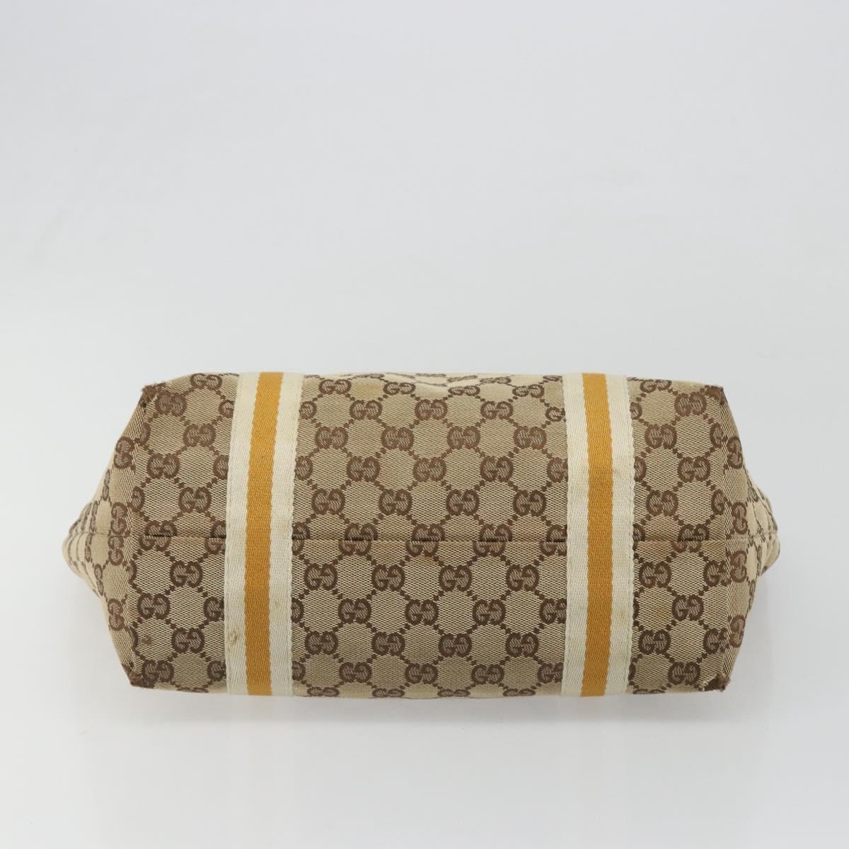 GUCCI GG Canvas Sherry Line Tote Bag Beige Gold 137396 Auth 187252
