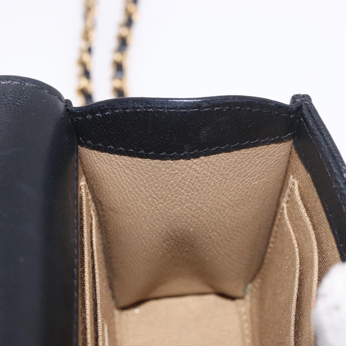 CHANEL Matelasse Chain Shoulder Bag Lamb Skin Black Gold CC Auth 187256SAM