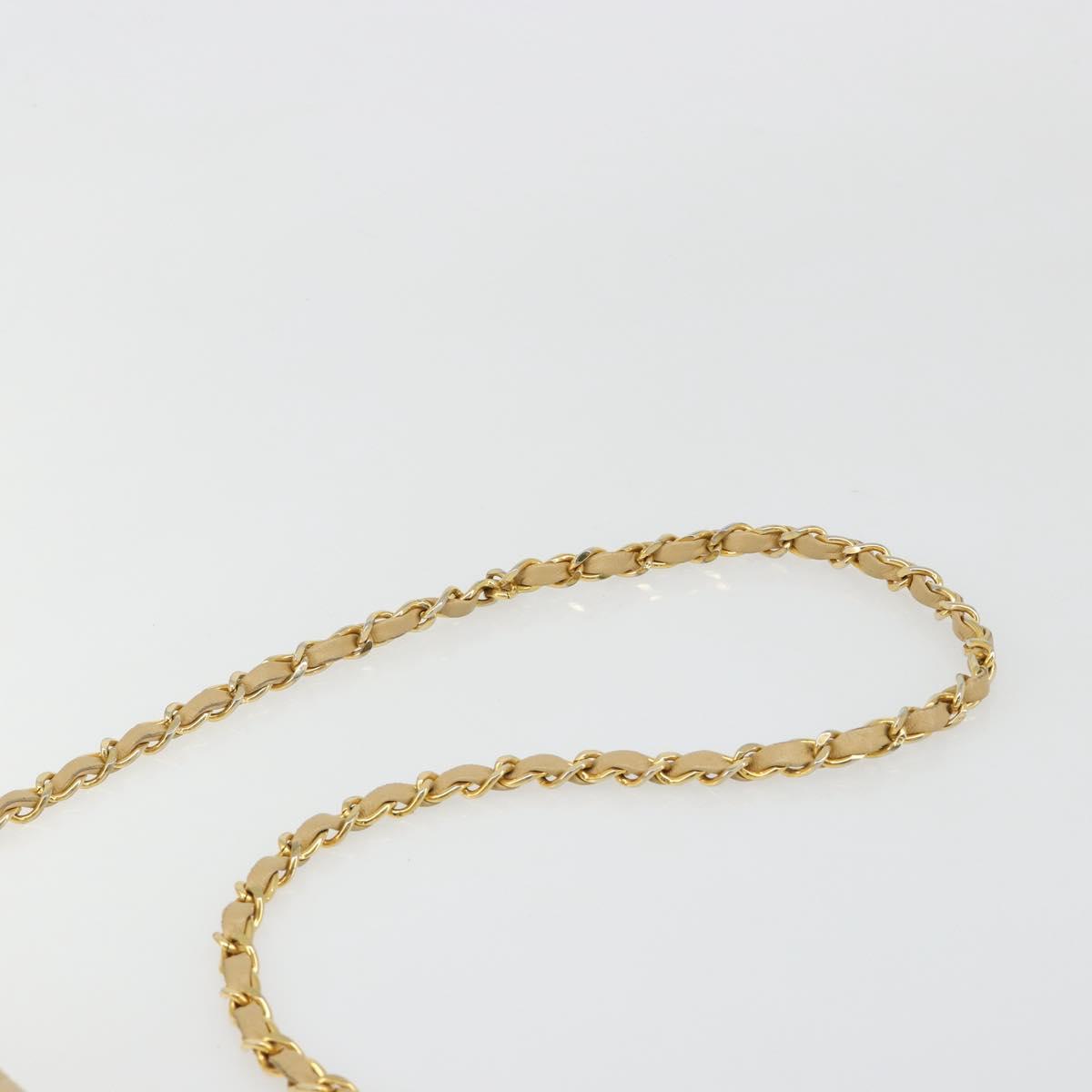 CHANEL Matelasse Chain Shoulder Bag Lamb Skin Beige Gold CC Auth 187257
