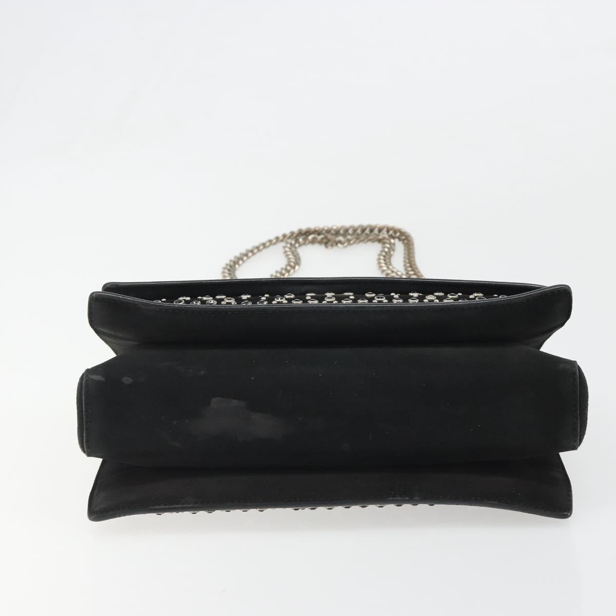 Salvatore Ferragamo Vala Chain Shoulder Bag Suede Black Silver Auth 187258A