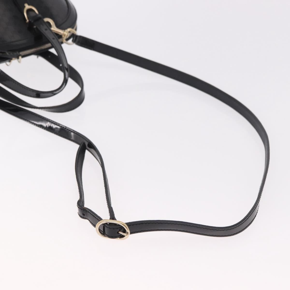 GUCCI Micro GG Canvas Bag Patent Leather 2way Outlet Black 309617 Auth 187261