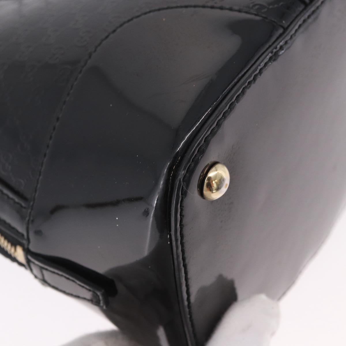 GUCCI Micro GG Canvas Bag Patent Leather 2way Outlet Black 309617 Auth 187261
