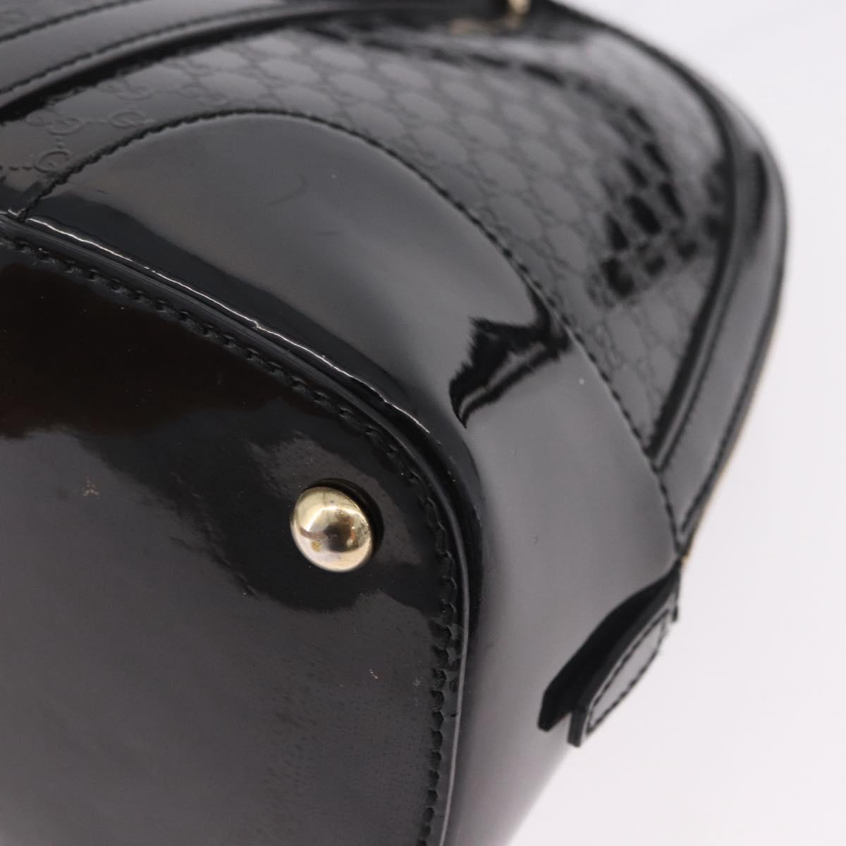 GUCCI Micro GG Canvas Bag Patent Leather 2way Outlet Black 309617 Auth 187261