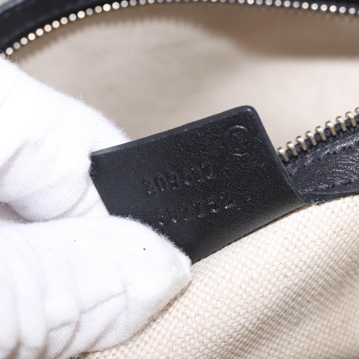 GUCCI Micro GG Canvas Bag Patent Leather 2way Outlet Black 309617 Auth 187261