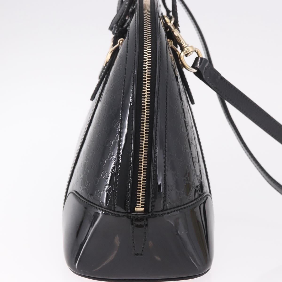 GUCCI Micro GG Canvas Bag Patent Leather 2way Outlet Black 309617 Auth 187261