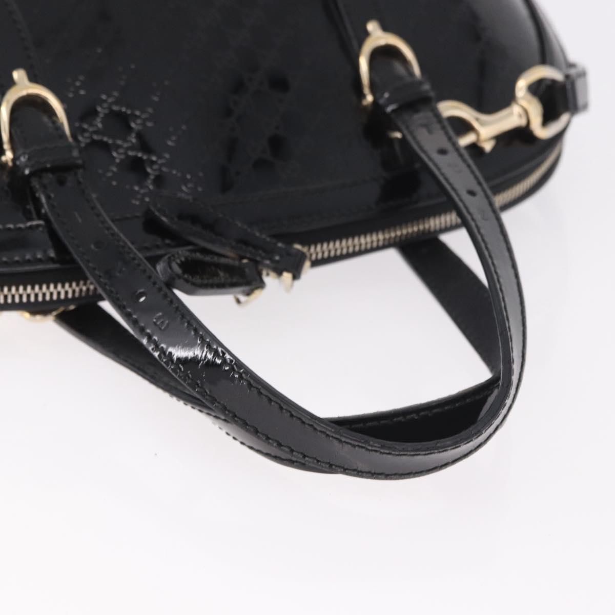 GUCCI Micro GG Canvas Bag Patent Leather 2way Outlet Black 309617 Auth 187261