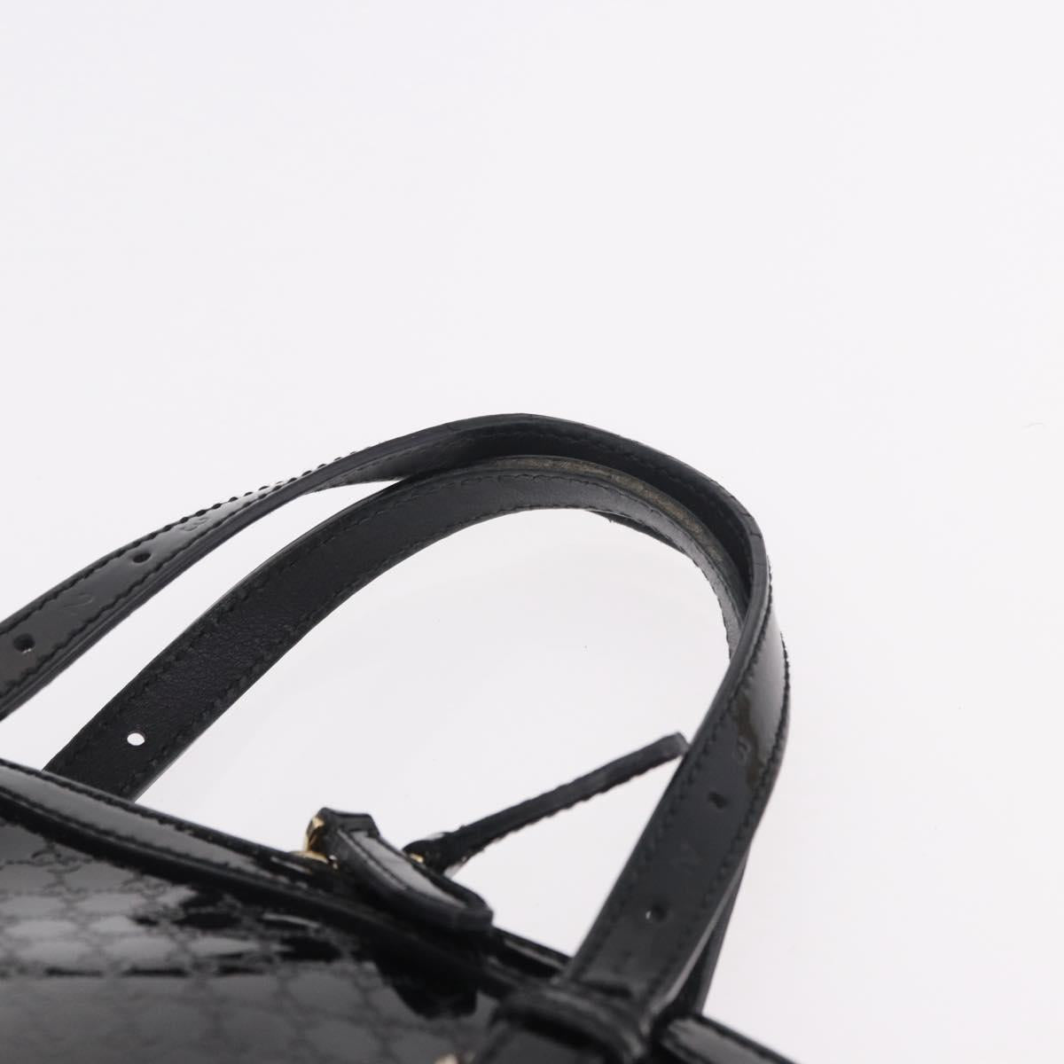 GUCCI Micro GG Canvas Bag Patent Leather 2way Outlet Black 309617 Auth 187261
