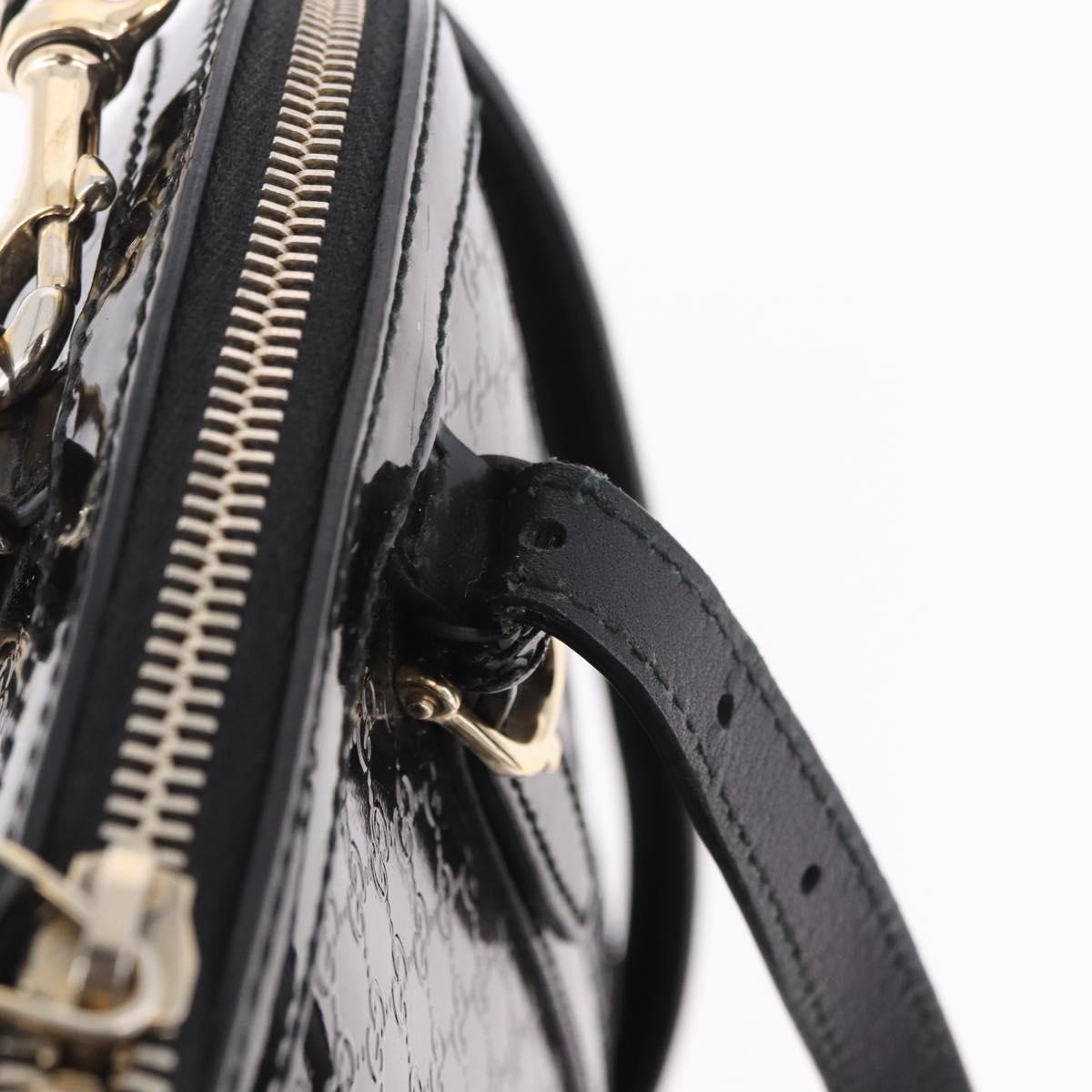 GUCCI Micro GG Canvas Bag Patent Leather 2way Outlet Black 309617 Auth 187261
