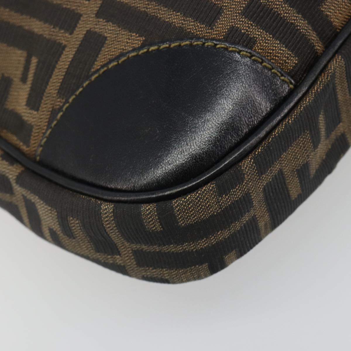 FENDI Zucca Canvas Tote Bag Black Brown Auth 187262A