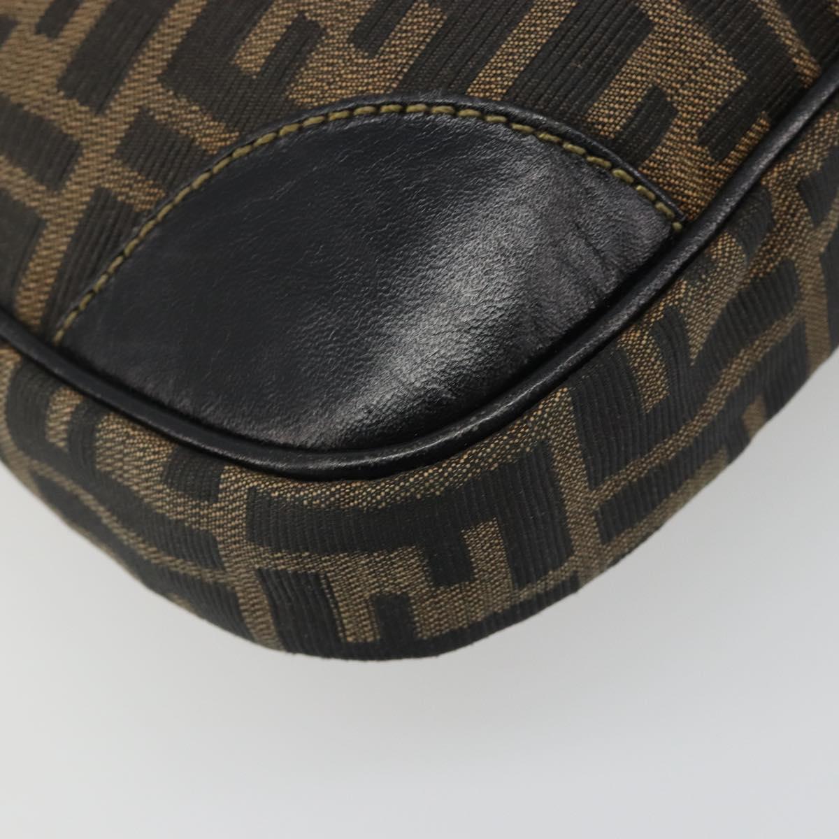 FENDI Zucca Canvas Tote Bag Black Brown Auth 187262A