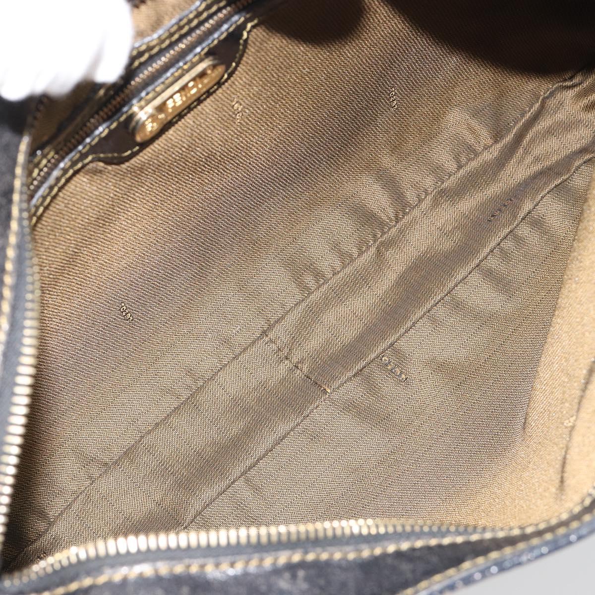 FENDI Zucca Canvas Tote Bag Black Brown Auth 187262A