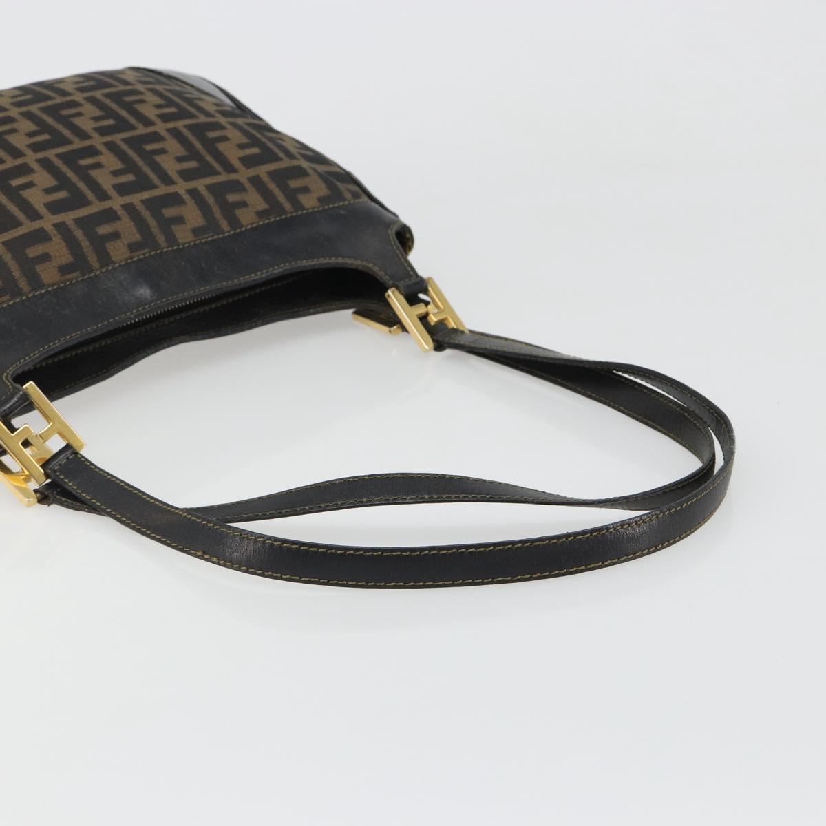 FENDI Zucca Canvas Tote Bag Black Brown Auth 187262A