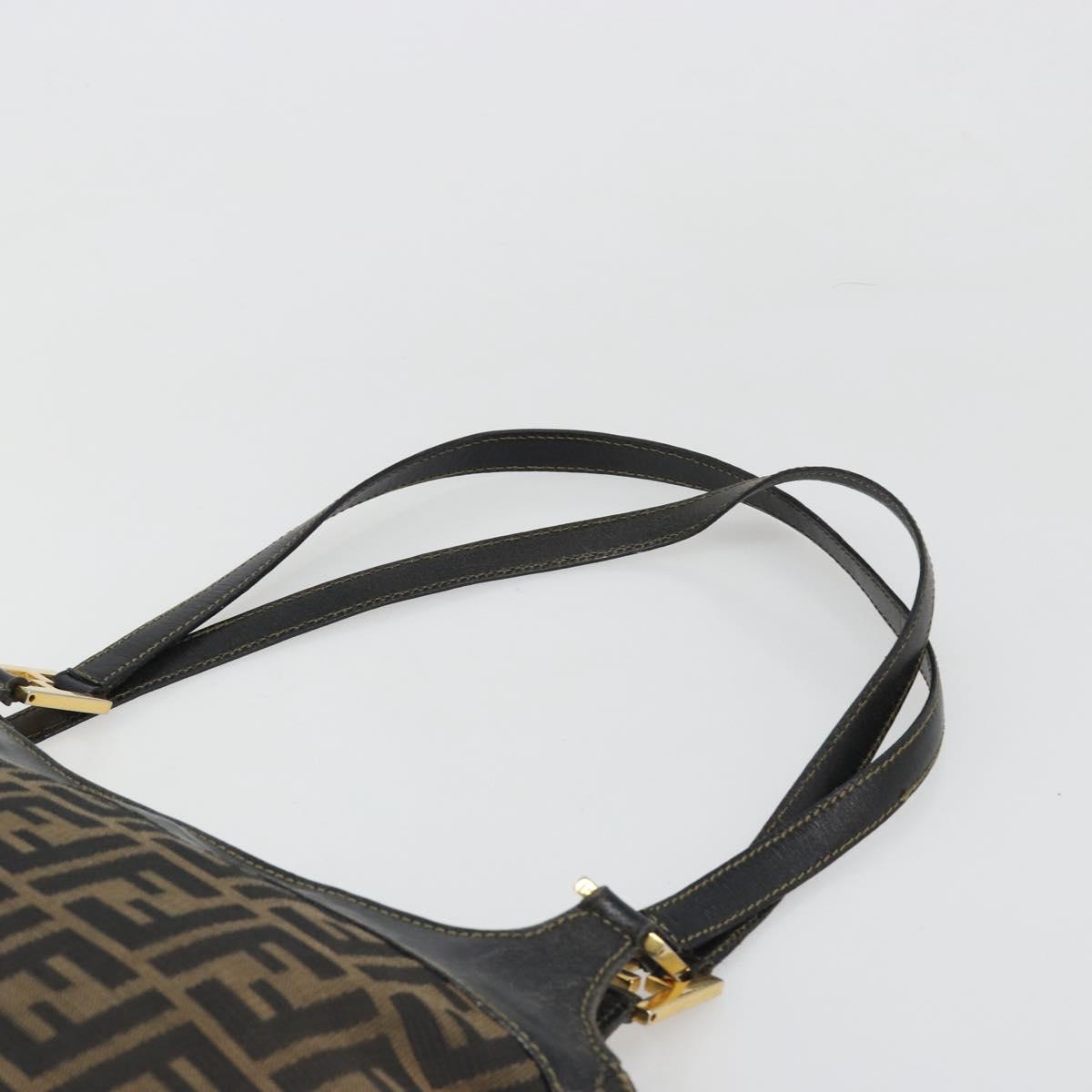 FENDI Zucca Canvas Tote Bag Black Brown Auth 187262A