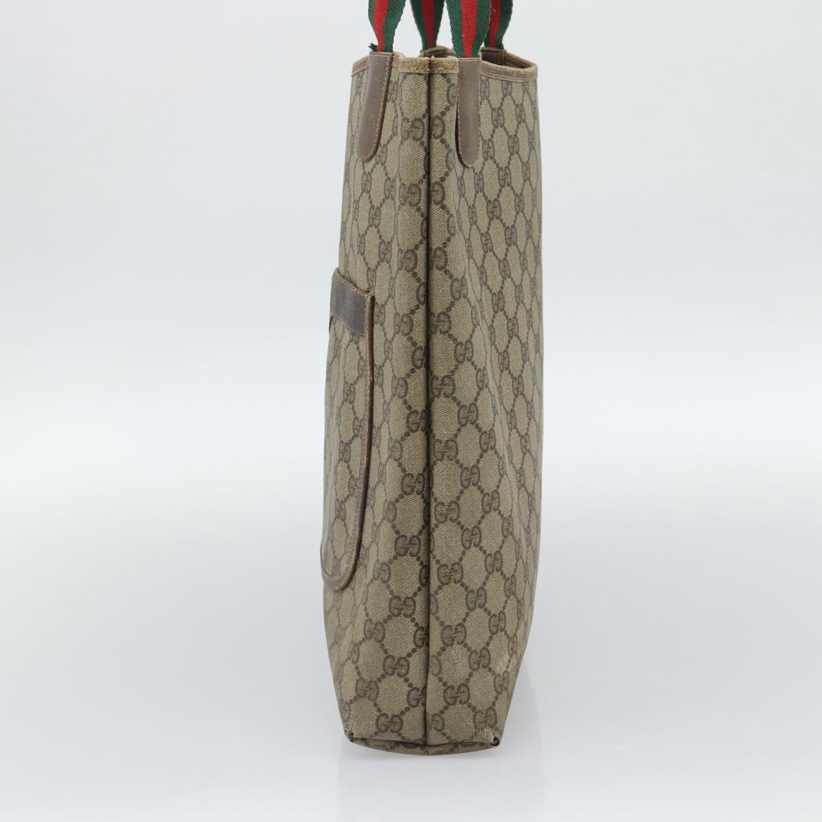GUCCI GG Supreme Web Sherry Line Tote Bag PVC Beige Gold 378 02 003 Auth 187267