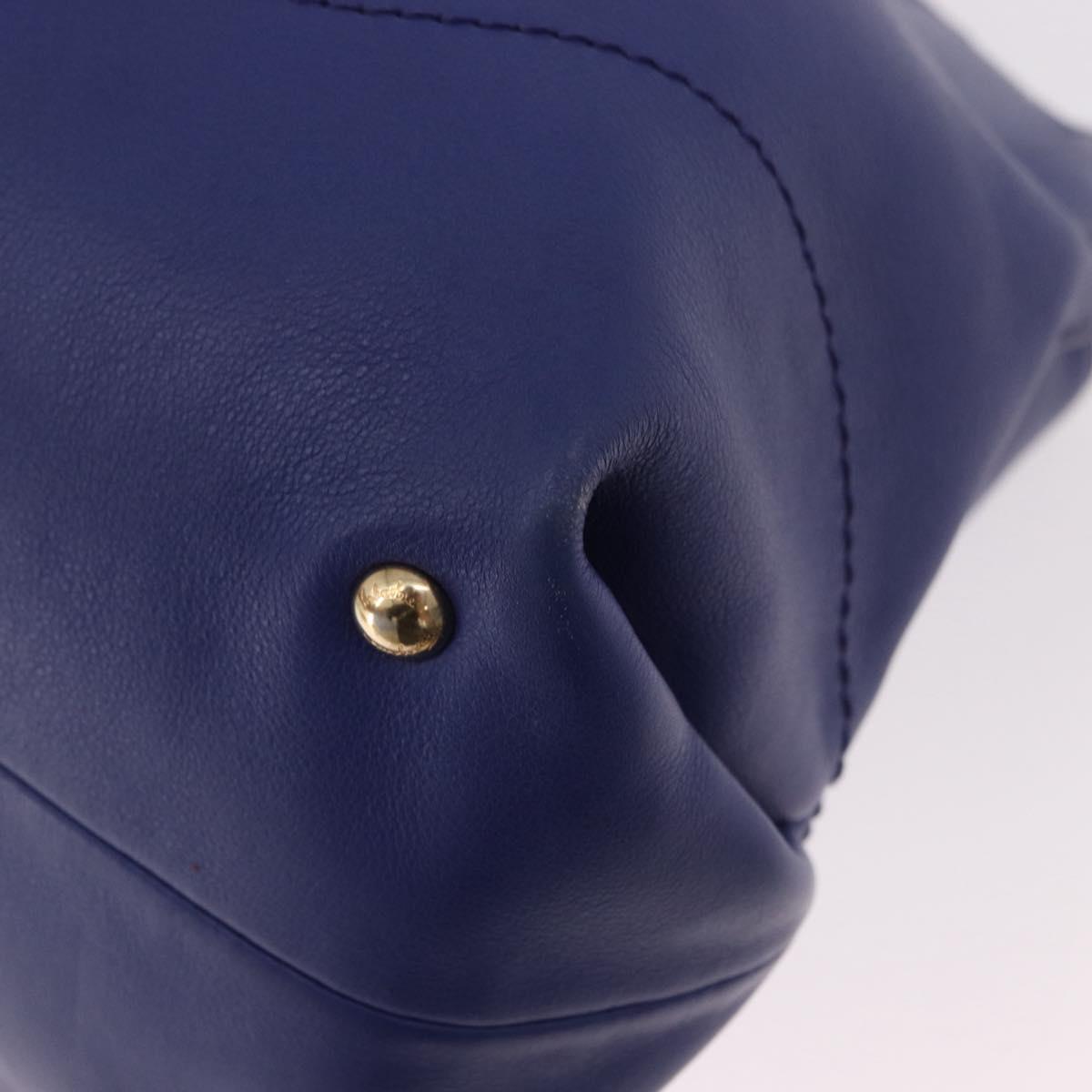 Salvatore Ferragamo Gancini Chain Shoulder Tote Bag Leather Blue Auth 187269V