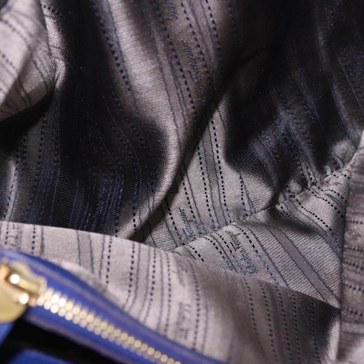 Salvatore Ferragamo Gancini Chain Shoulder Tote Bag Leather Blue Auth 187269V