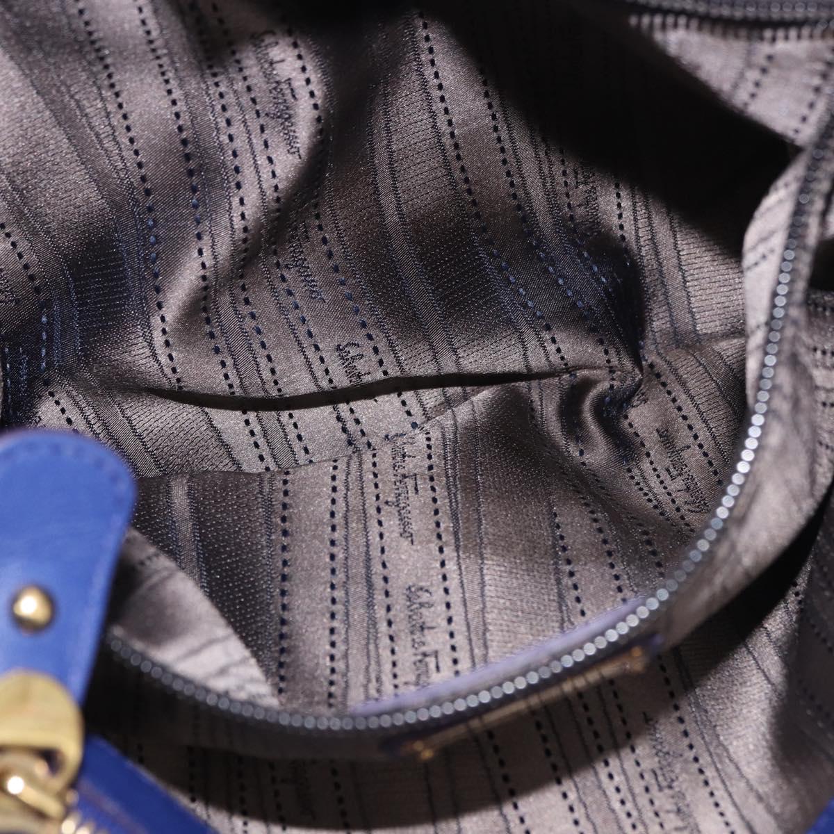 Salvatore Ferragamo Gancini Chain Shoulder Tote Bag Leather Blue Auth 187269V