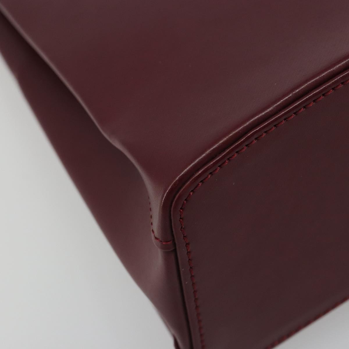 CARTIER Trinity Hand Bag Leather Bordeaux Gold Silver Auth 187273V