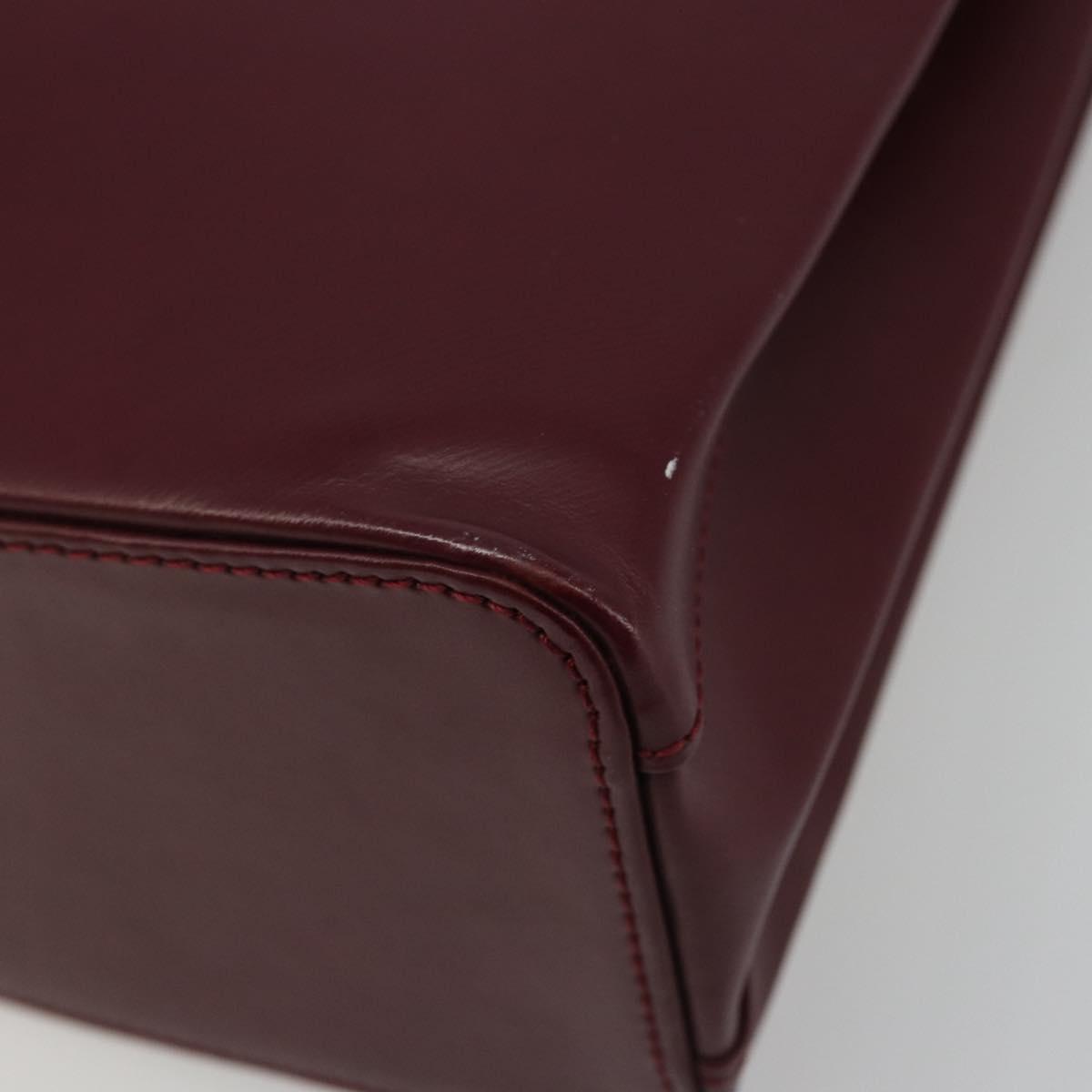 CARTIER Trinity Hand Bag Leather Bordeaux Gold Silver Auth 187273V
