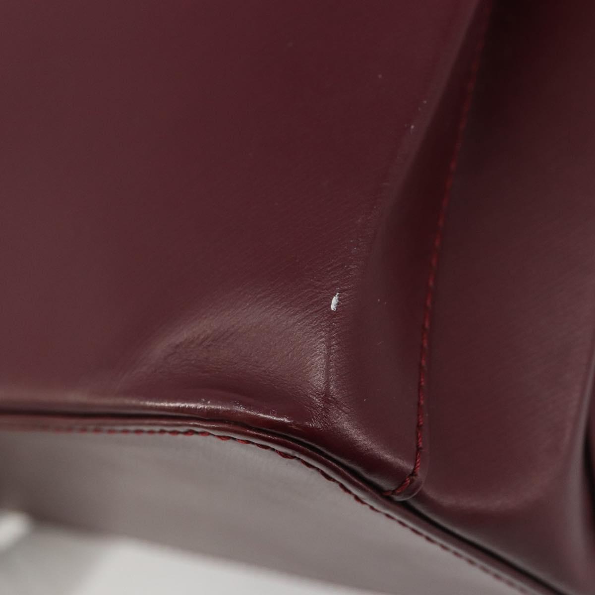 CARTIER Trinity Hand Bag Leather Bordeaux Gold Silver Auth 187273V