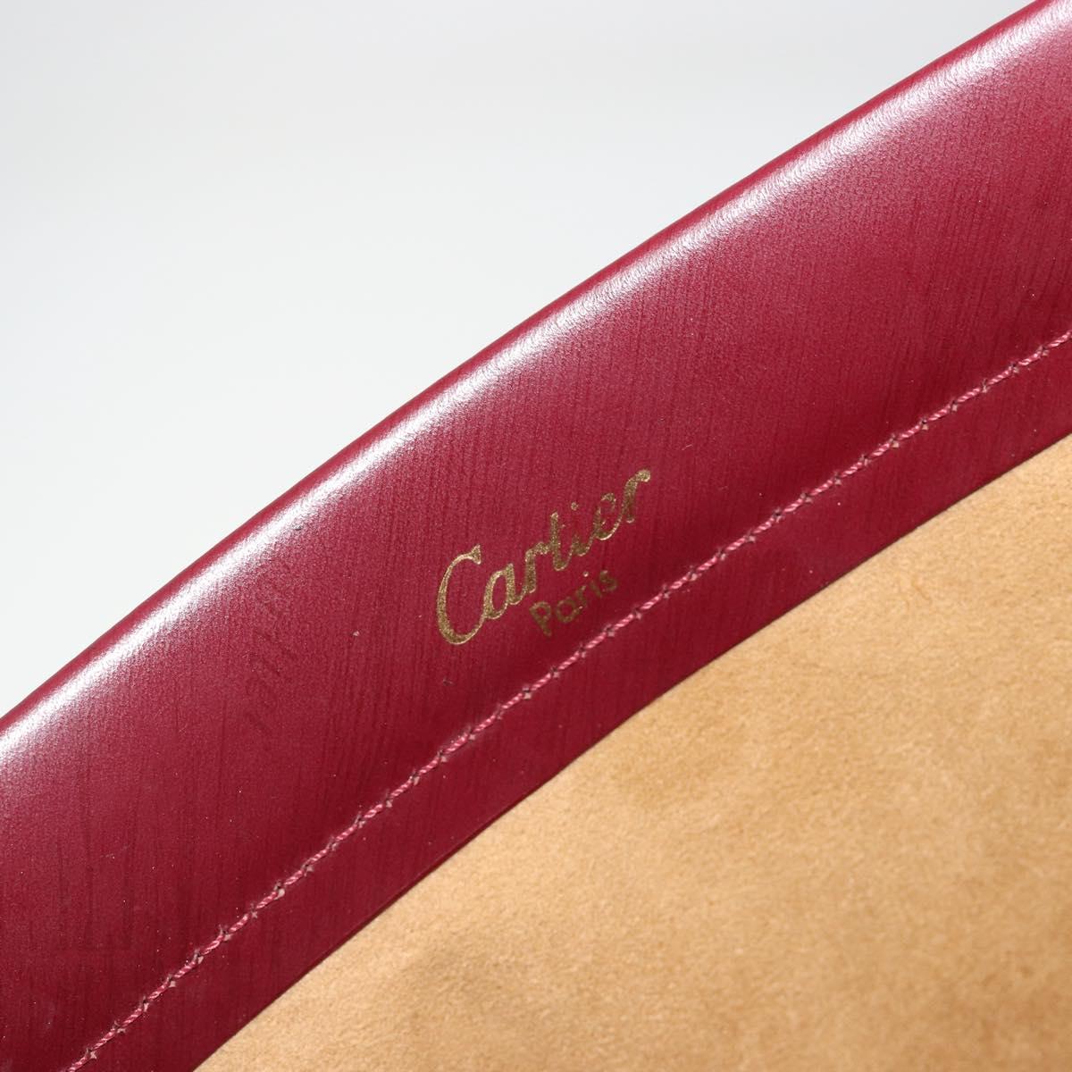 CARTIER Trinity Hand Bag Leather Bordeaux Gold Silver Auth 187273V