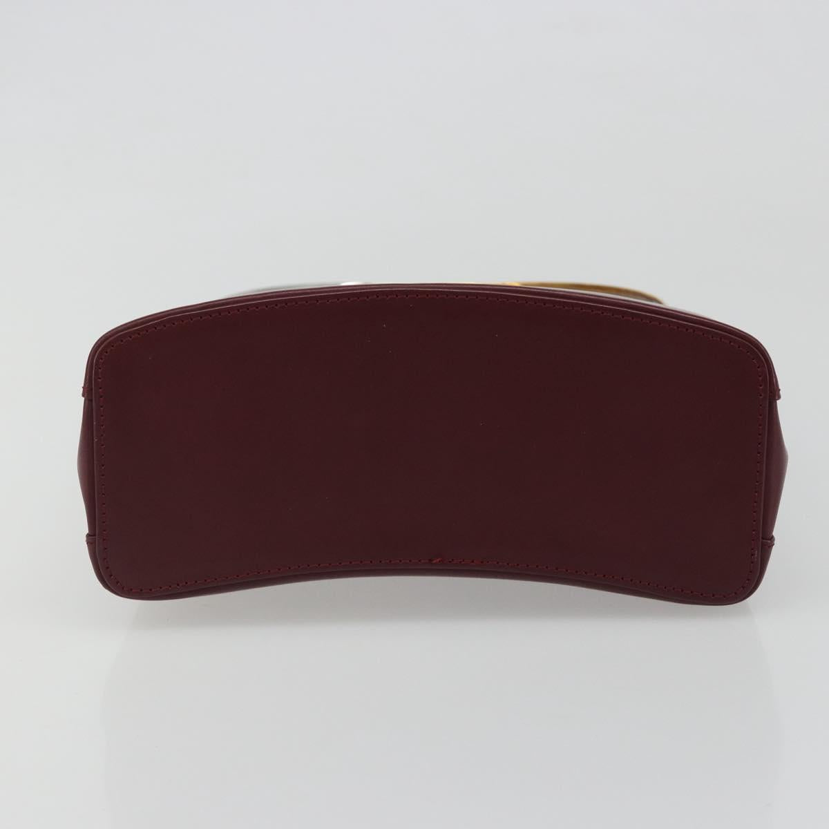 CARTIER Trinity Hand Bag Leather Bordeaux Gold Silver Auth 187273V