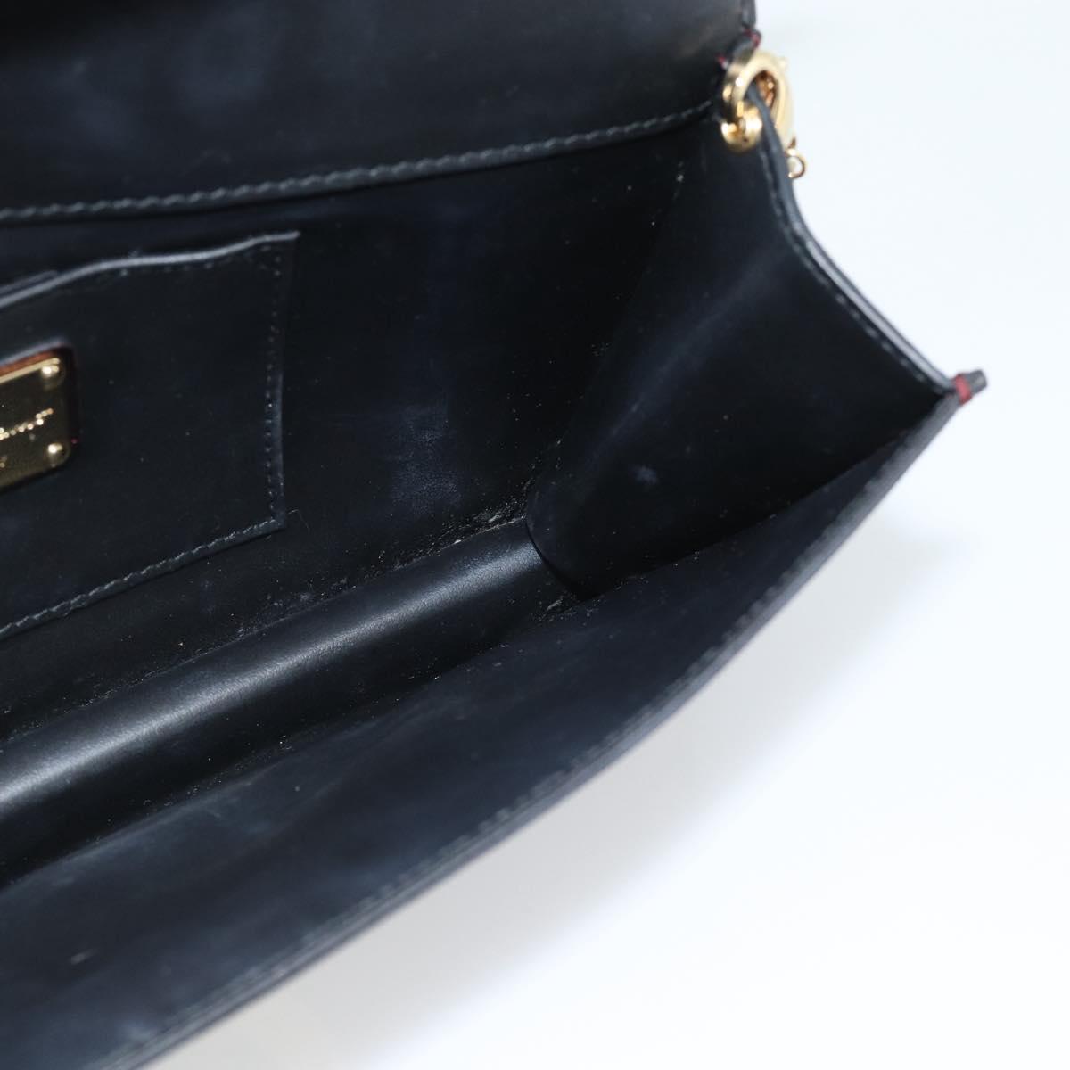 Salvatore Ferragamo Gancini Chain Shoulder Bag Leather Brown Gold Auth 187281V