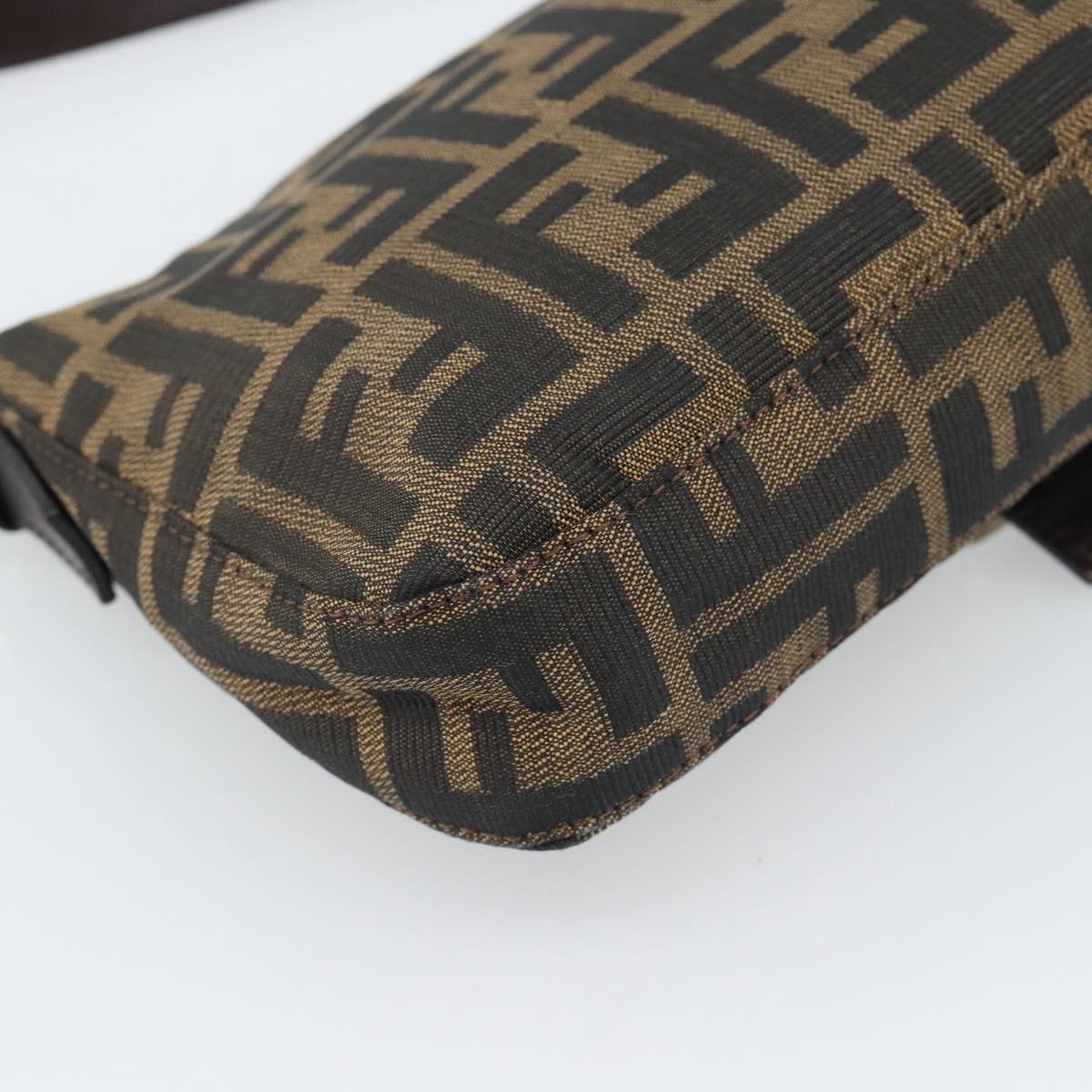 FENDI Zucca Canvas Mamma Baguette Shoulder Bag Black Brown Auth 187283V