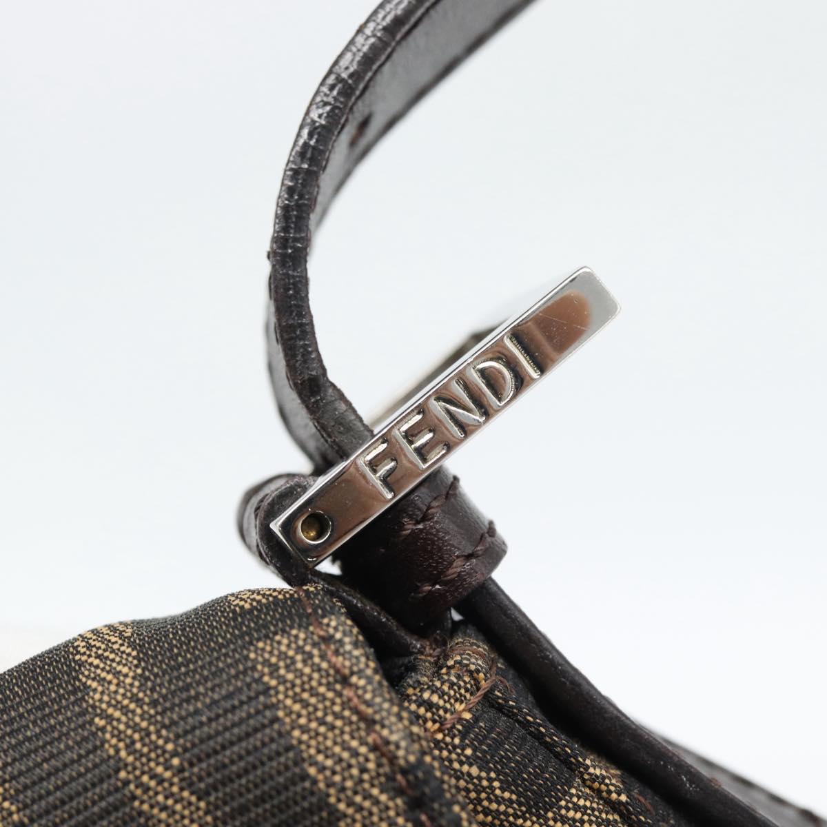 FENDI Zucca Canvas Mamma Baguette Shoulder Bag Black Brown Auth 187283V