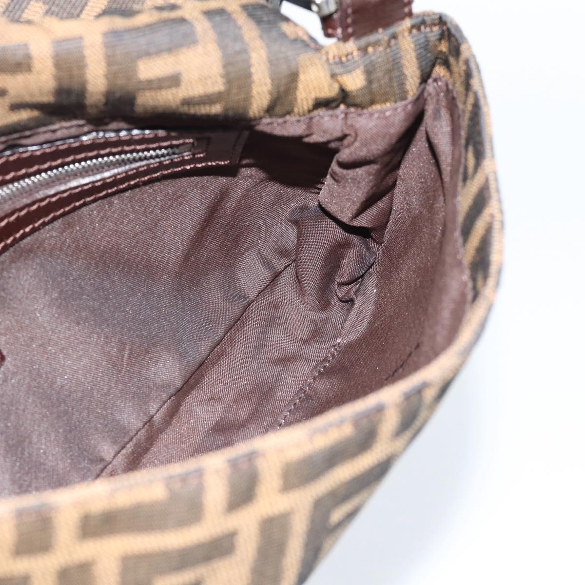 FENDI Zucca Canvas Mamma Baguette Shoulder Bag Black Brown Auth 187283V