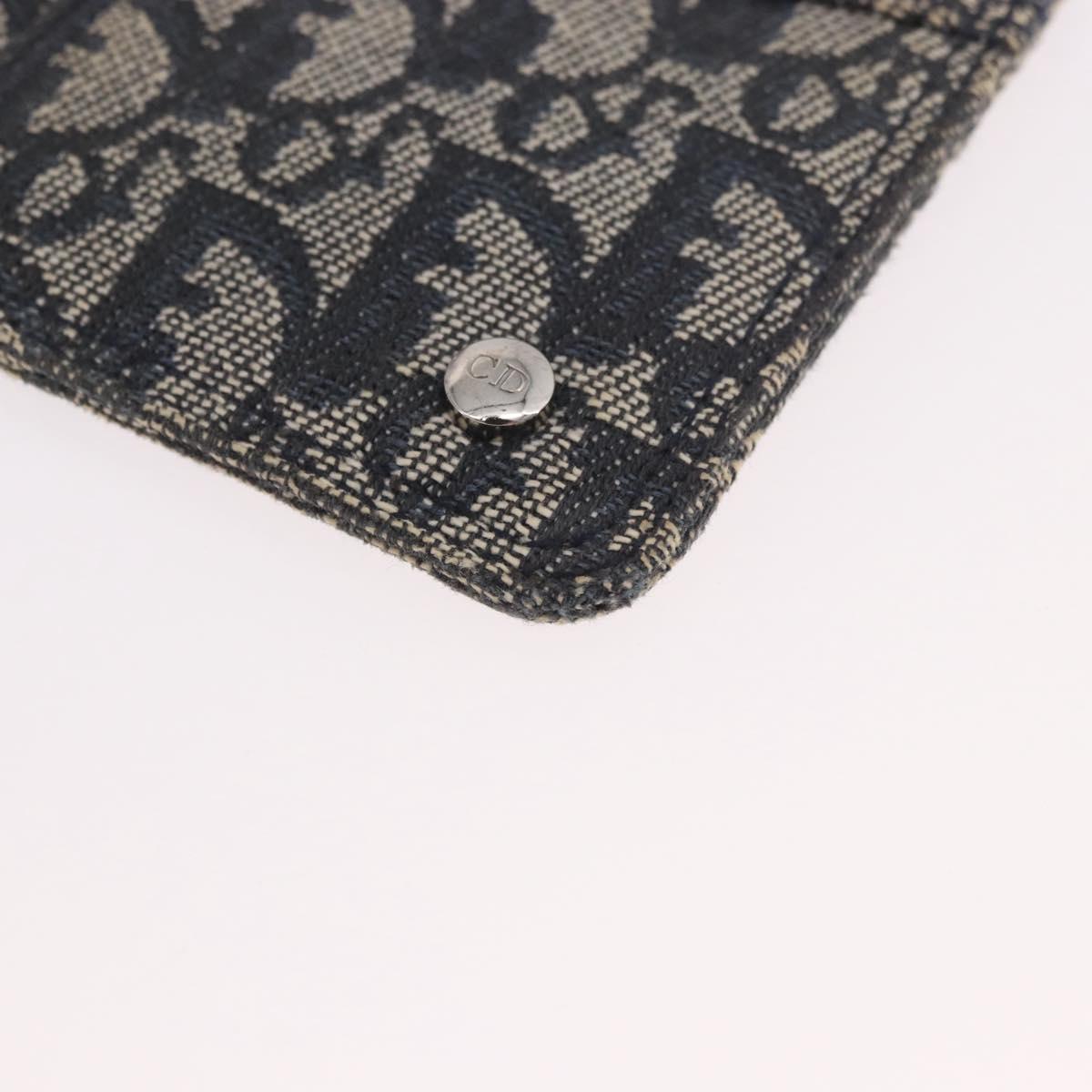 Christian Dior Trotter Canvas Pouch Navy Silver Auth 187284V