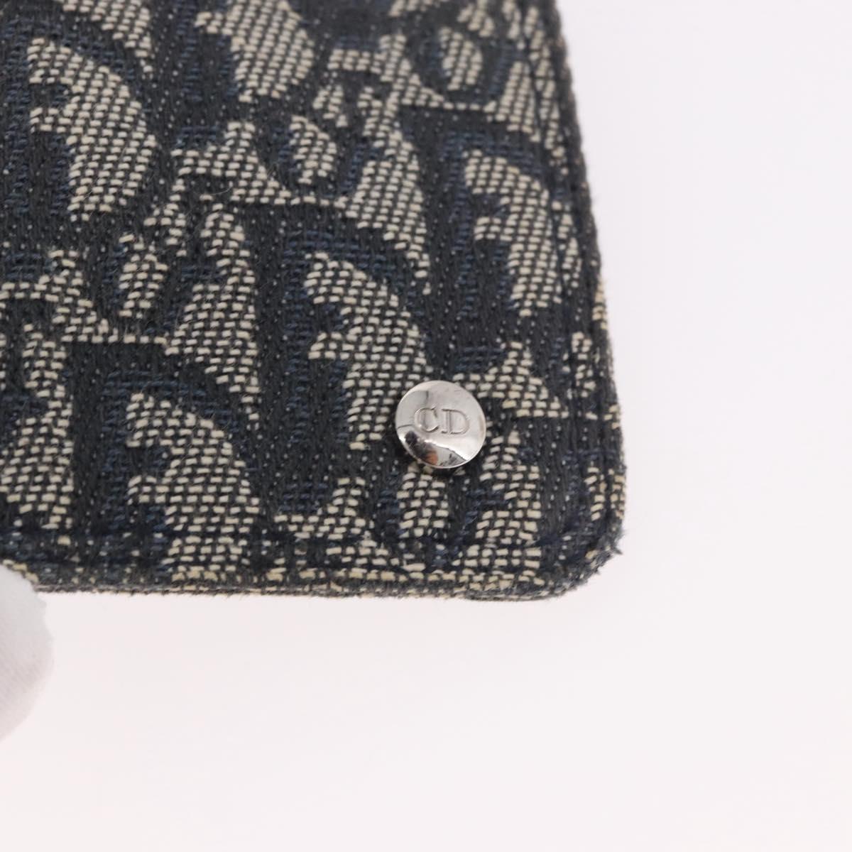 Christian Dior Trotter Canvas Pouch Navy Silver Auth 187284V