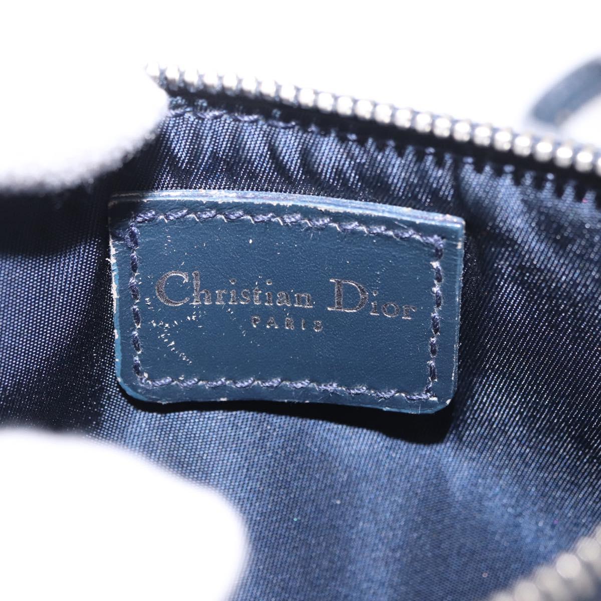 Christian Dior Trotter Canvas Pouch Navy Silver Auth 187284V