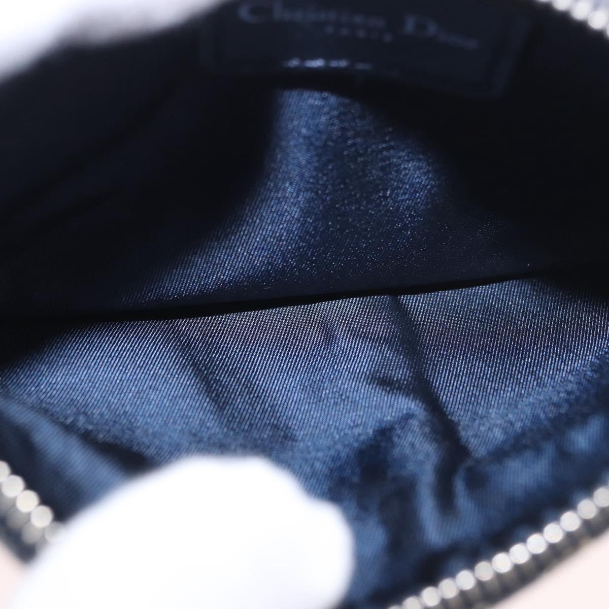 Christian Dior Trotter Canvas Pouch Navy Silver Auth 187284V