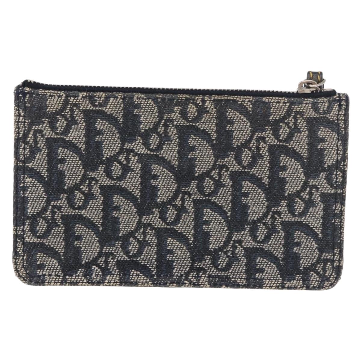 Christian Dior Trotter Canvas Pouch Navy Silver Auth 187284V