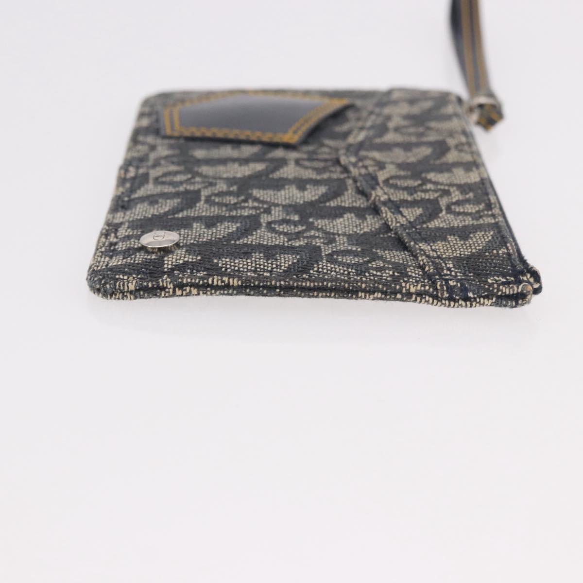 Christian Dior Trotter Canvas Pouch Navy Silver Auth 187284V
