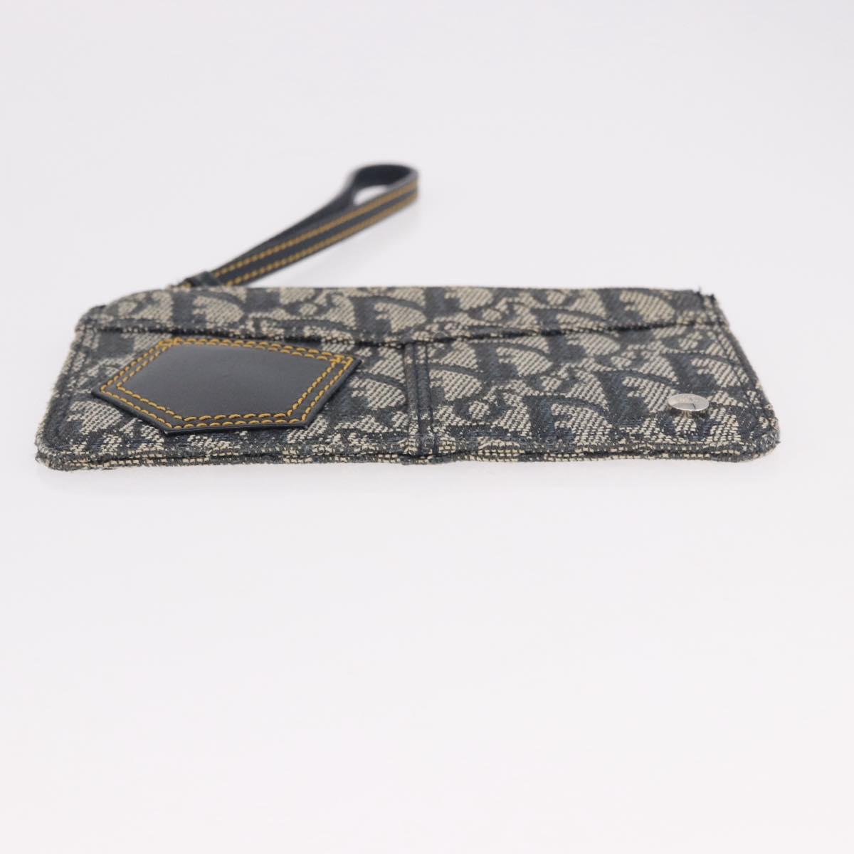 Christian Dior Trotter Canvas Pouch Navy Silver Auth 187284V
