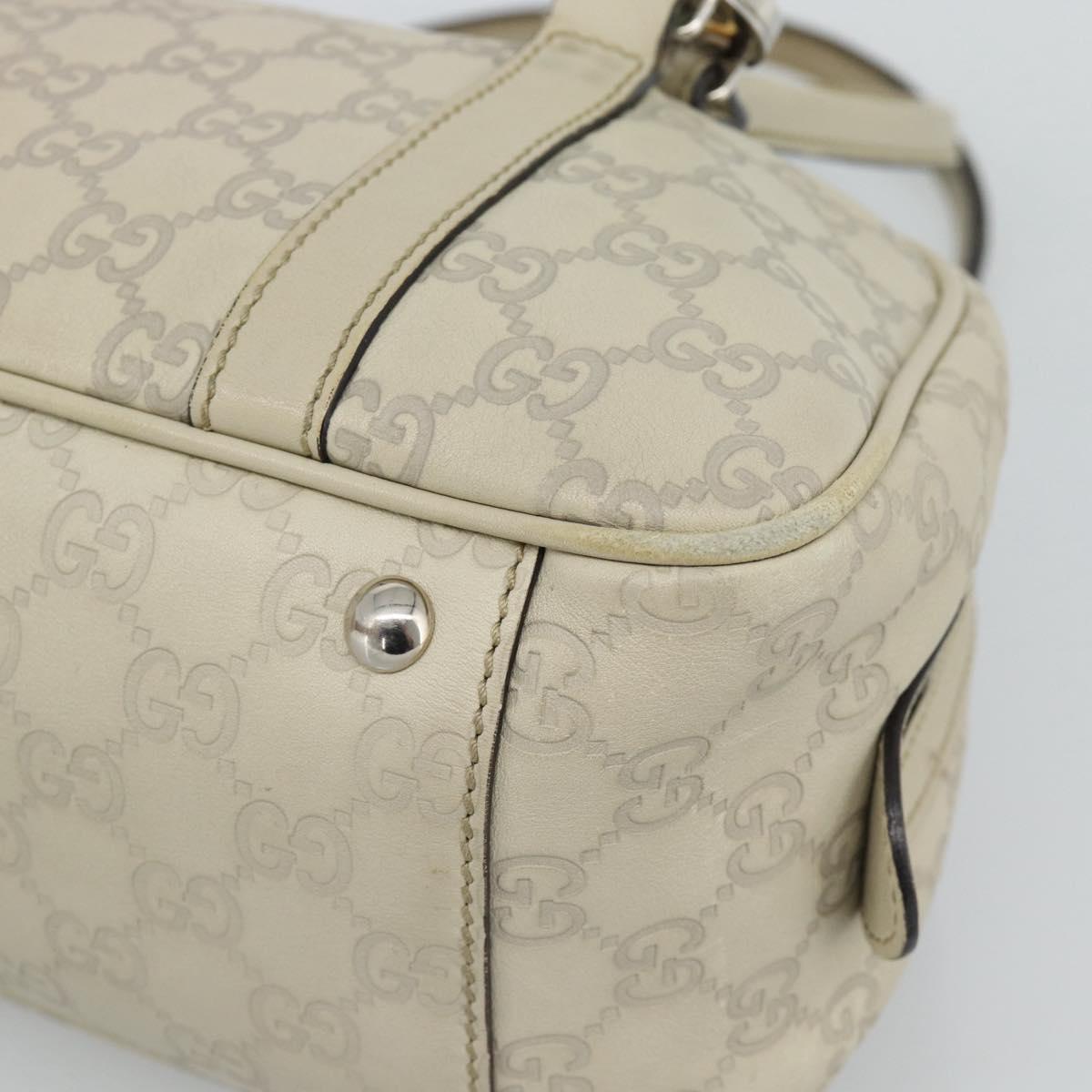 GUCCI GG Canvas Guccissima GG Twins Bag Leather Ivory Silver 232958 Auth 187286A