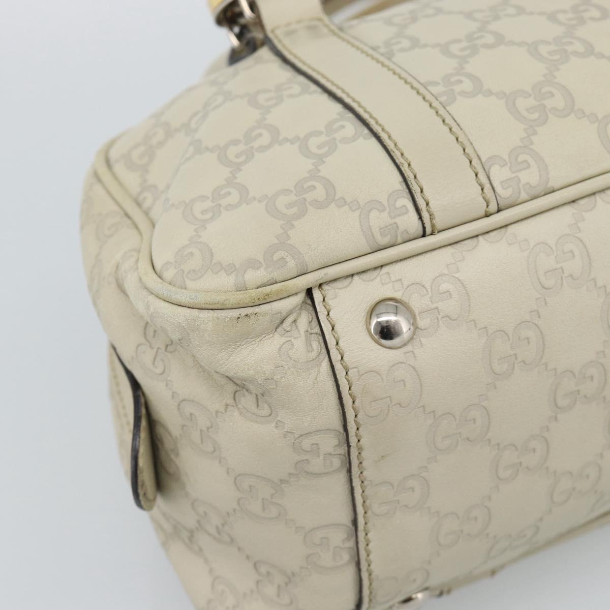 GUCCI GG Canvas Guccissima GG Twins Bag Leather Ivory Silver 232958 Auth 187286A