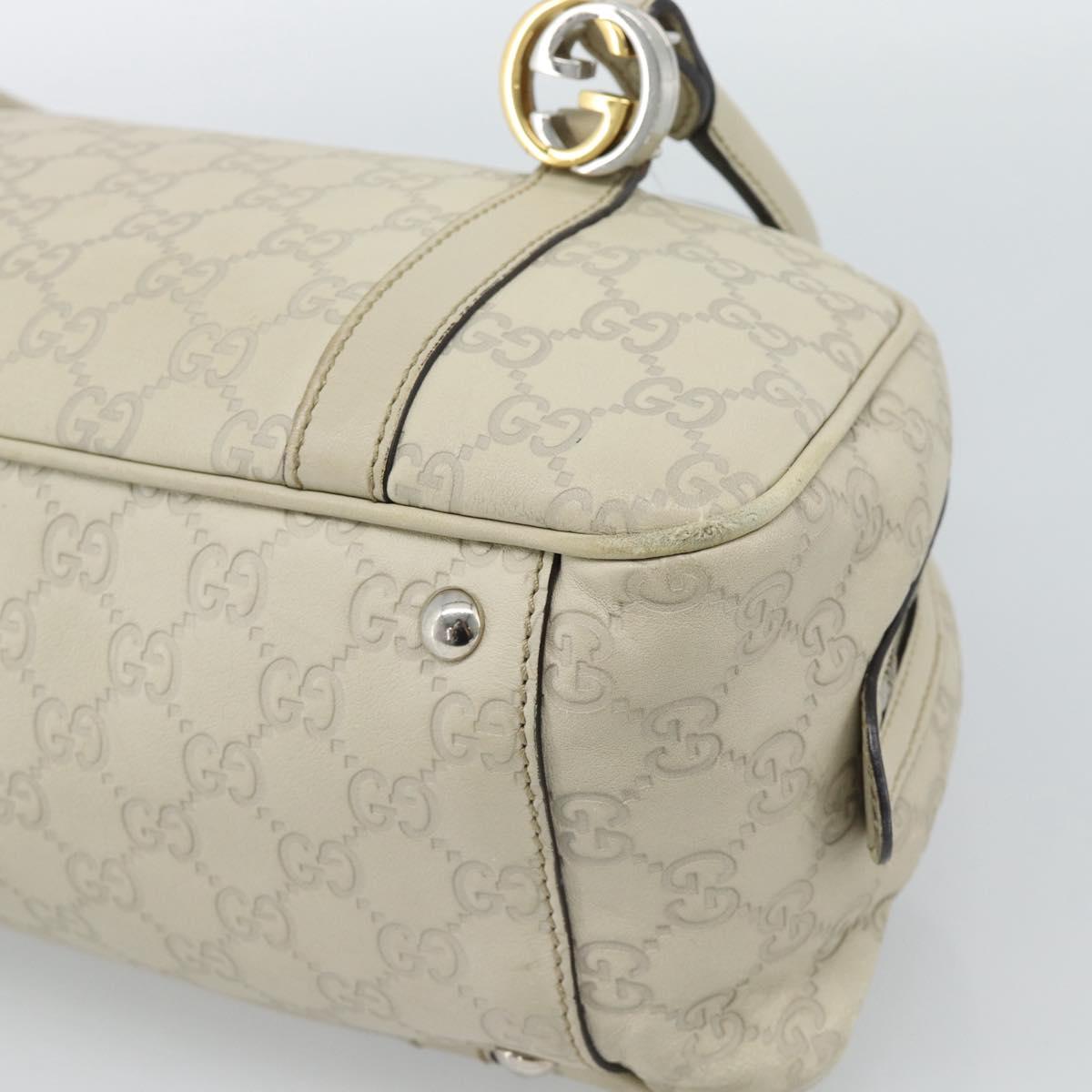 GUCCI GG Canvas Guccissima GG Twins Bag Leather Ivory Silver 232958 Auth 187286A