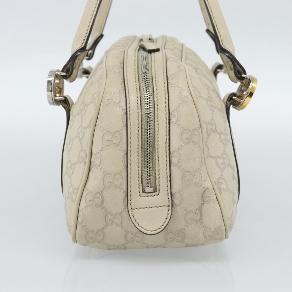 GUCCI GG Canvas Guccissima GG Twins Bag Leather Ivory Silver 232958 Auth 187286A