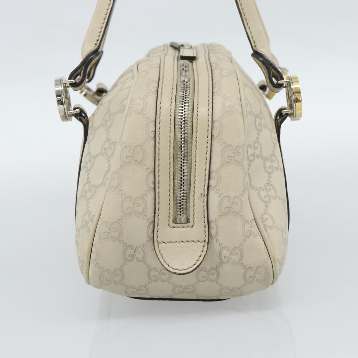 GUCCI GG Canvas Guccissima GG Twins Bag Leather Ivory Silver 232958 Auth 187286A