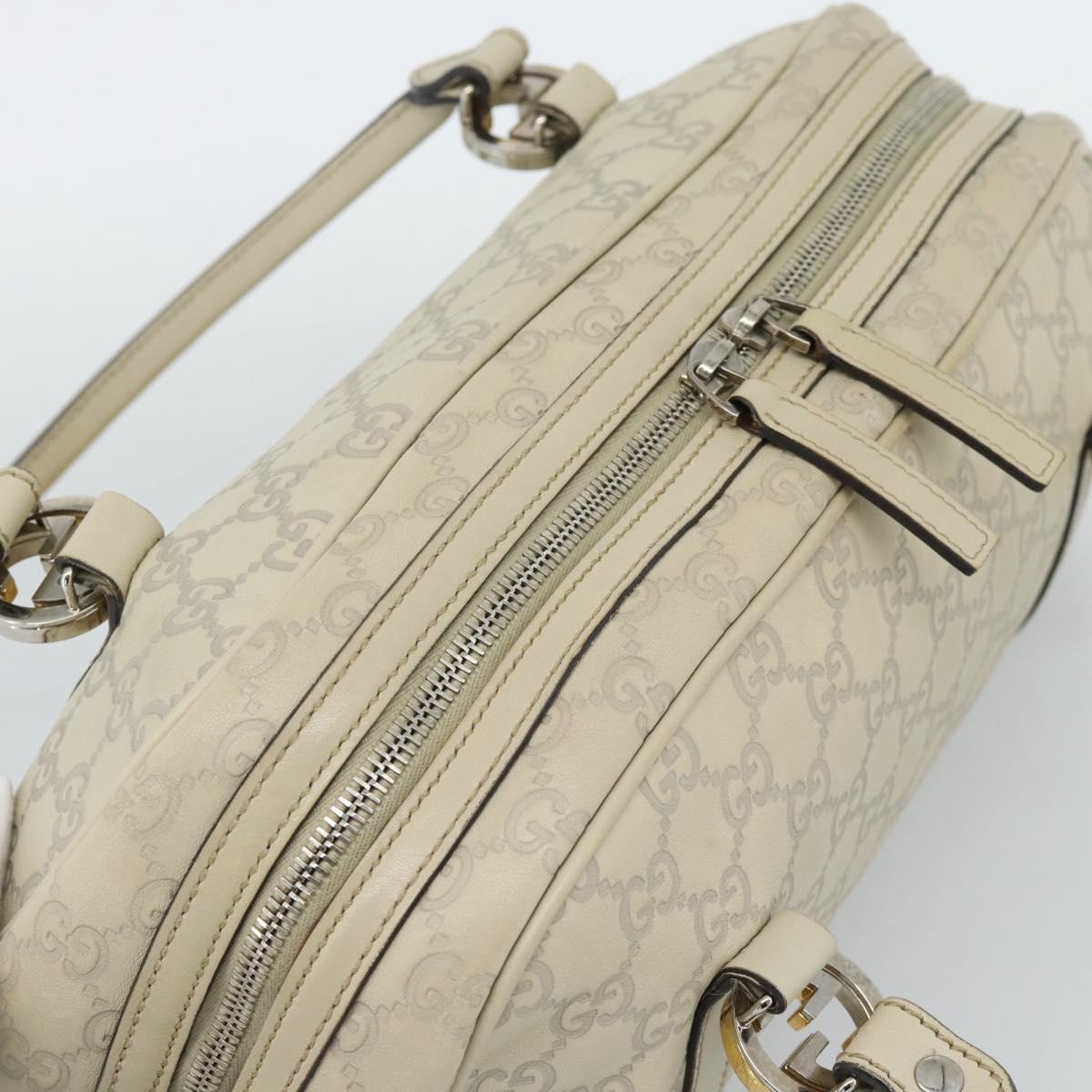 GUCCI GG Canvas Guccissima GG Twins Bag Leather Ivory Silver 232958 Auth 187286A