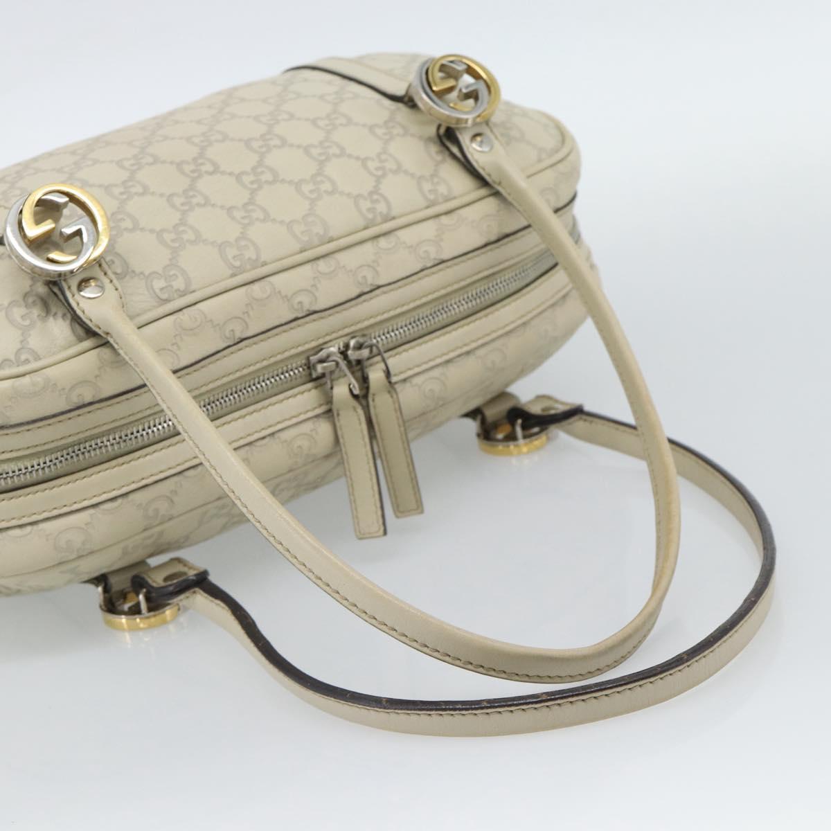 GUCCI GG Canvas Guccissima GG Twins Bag Leather Ivory Silver 232958 Auth 187286A