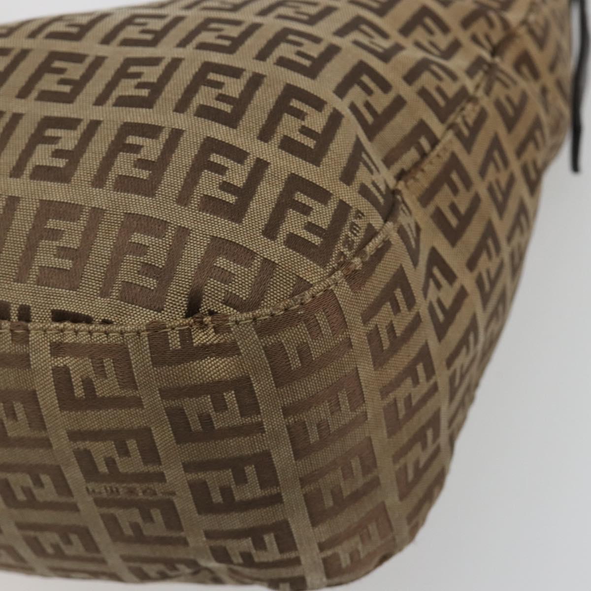 FENDI Zucca Canvas Mamma Baguette Shoulder Bag Brown Black Auth 187290A