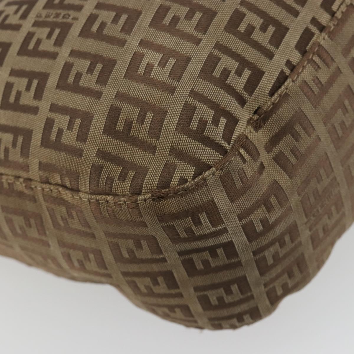 FENDI Zucca Canvas Mamma Baguette Shoulder Bag Brown Black Auth 187290A