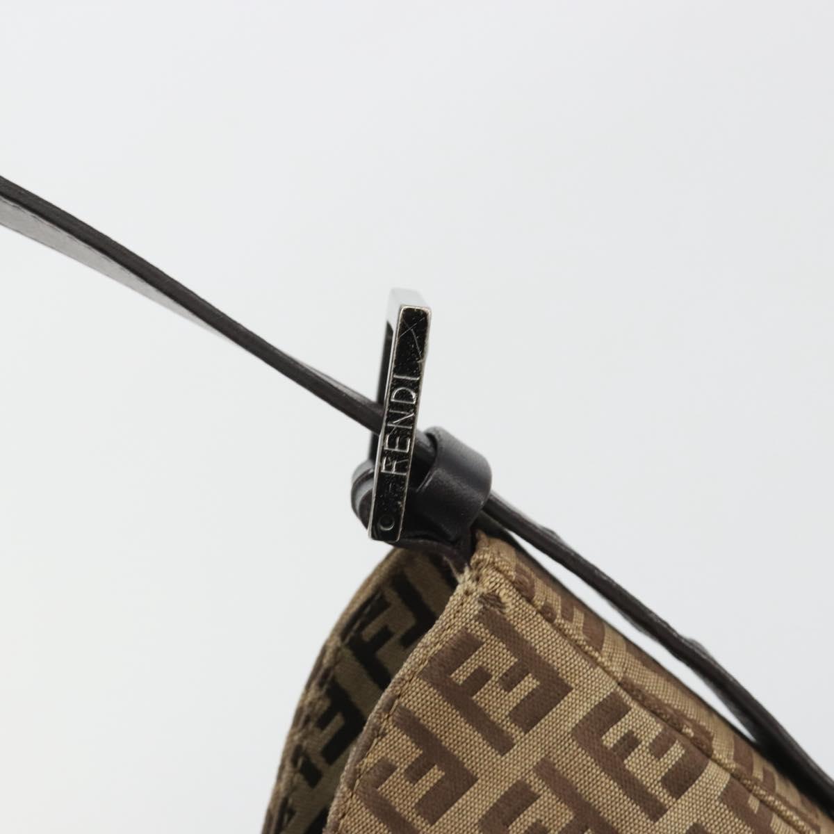 FENDI Zucca Canvas Mamma Baguette Shoulder Bag Brown Black Auth 187290A