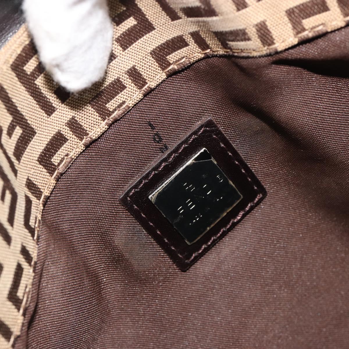 FENDI Zucca Canvas Mamma Baguette Shoulder Bag Brown Black Auth 187290A