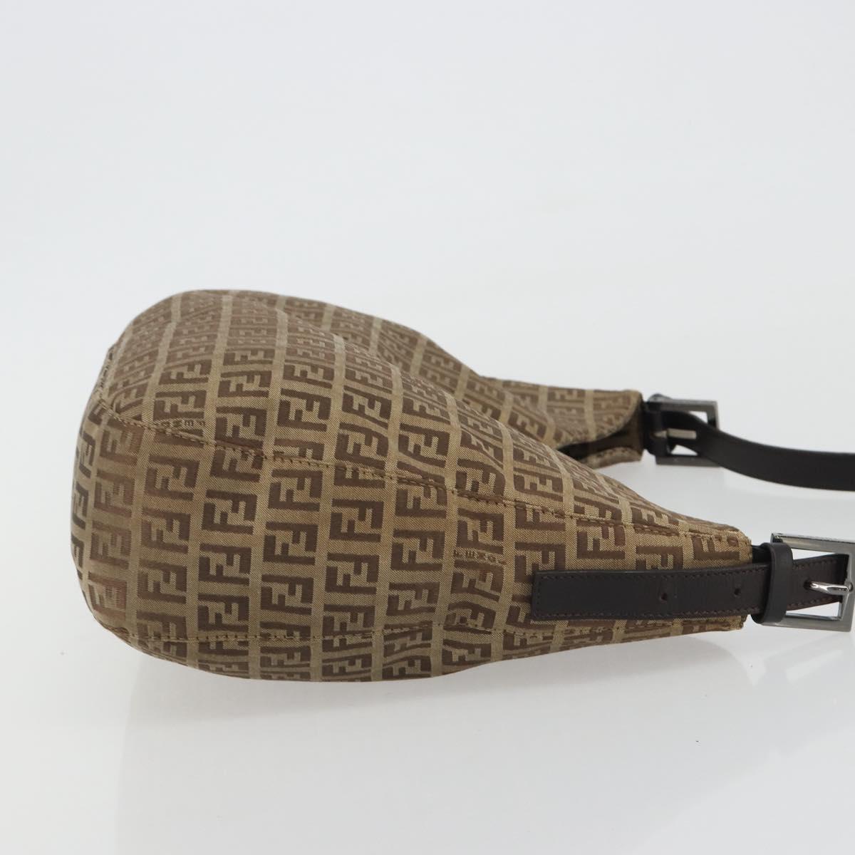 FENDI Zucca Canvas Mamma Baguette Shoulder Bag Brown Black Auth 187290A